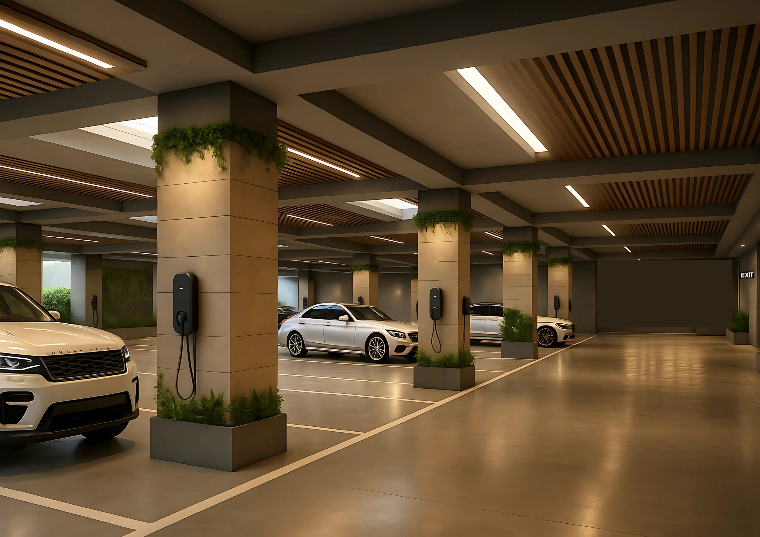 Covered parking with integrated EV charging