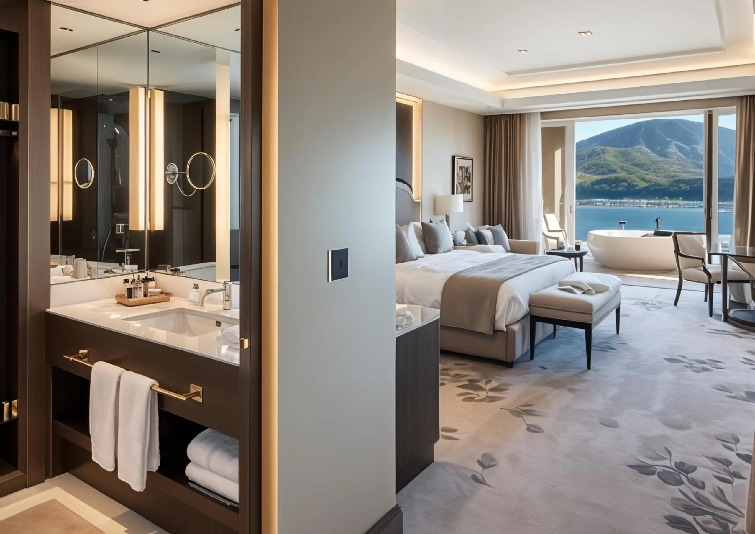 Suite with a soaking tub and valley view