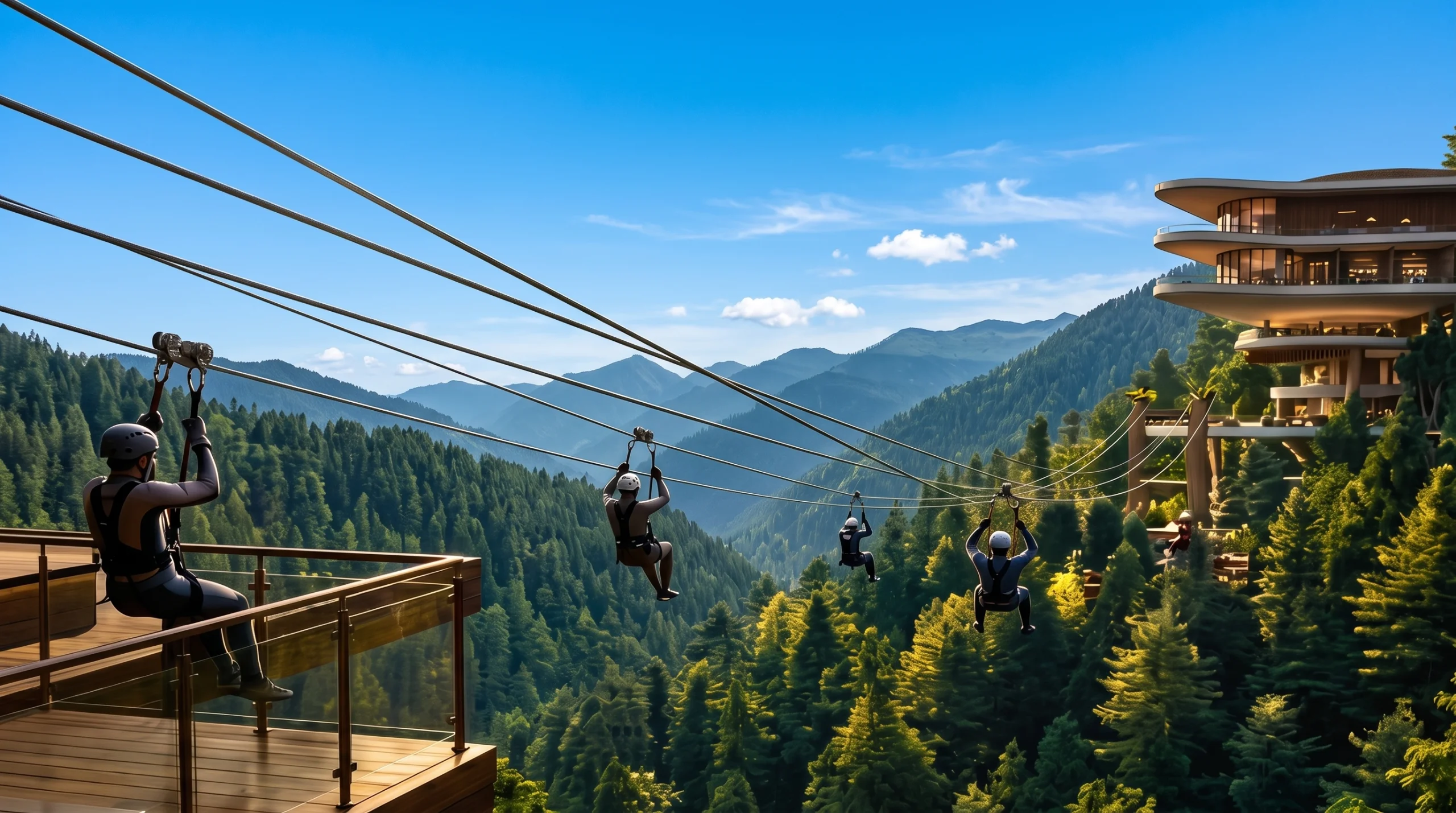 Zip-lines over the pine forest