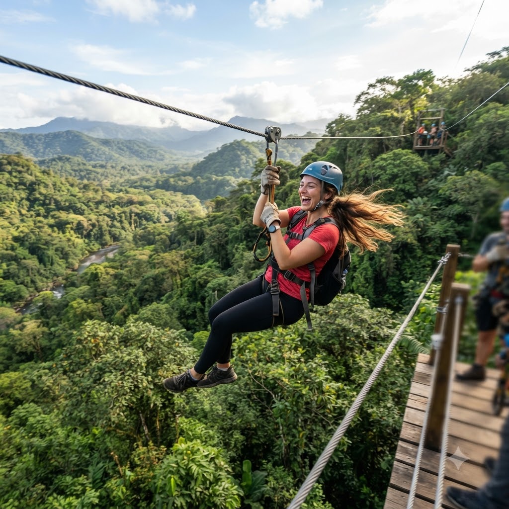 Ziplining across the valley