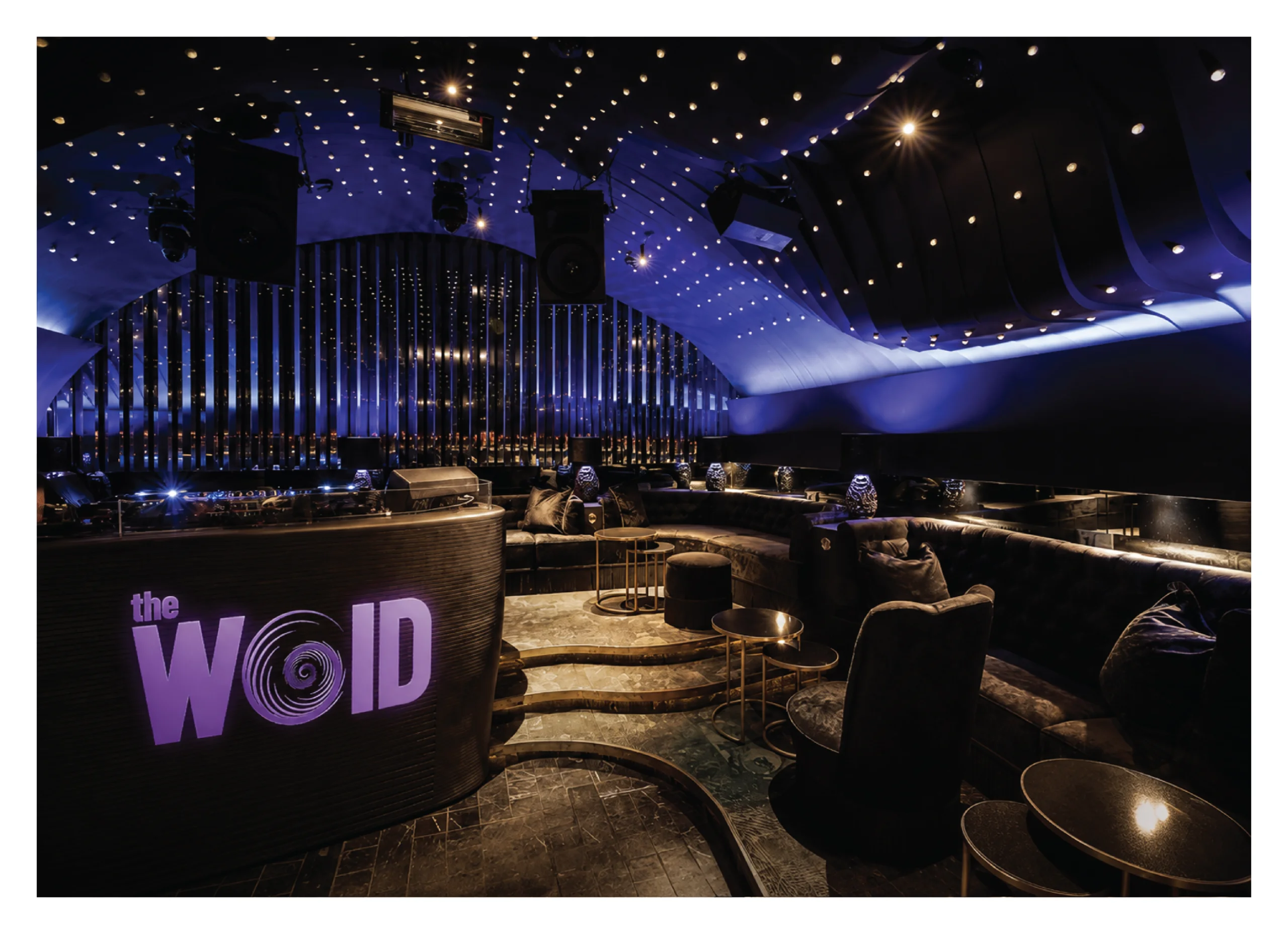 The lounge and bar after dark