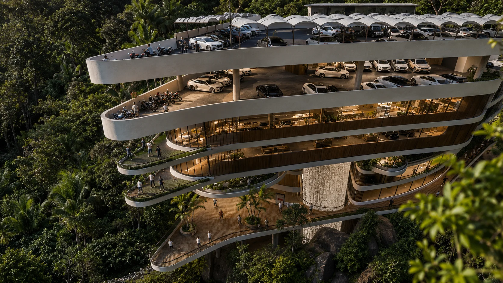 Vilasa, aerial of the arrival court and parking deck